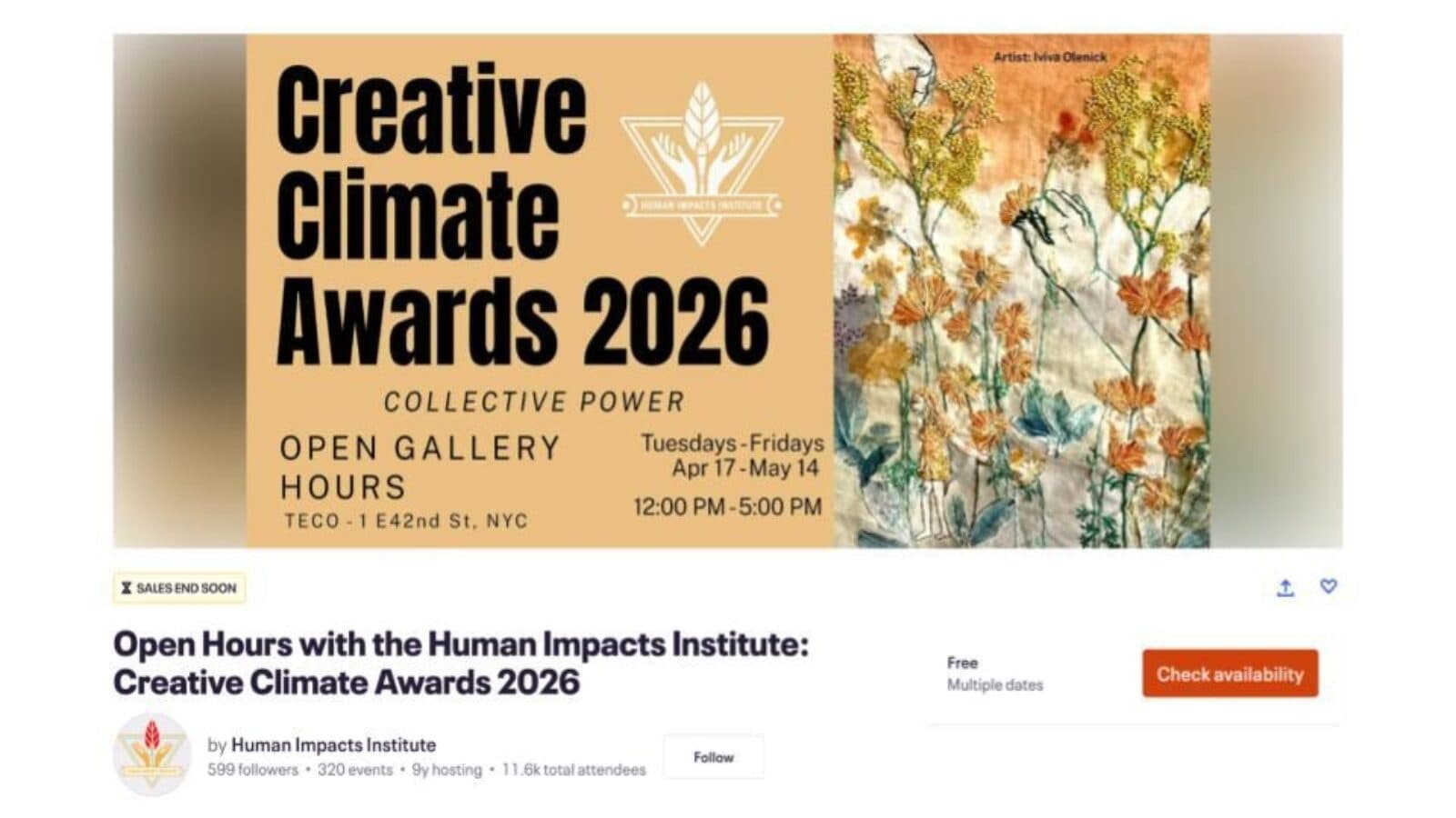 Open Hours with the Human Impacts Institute: Creative Climate Awards 2026